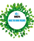 Circular logo with green leaves and text 'HIHEPA Make the Home Fresher'
