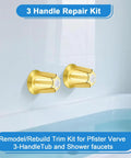 Gold Bathtub Shower Trim Kit For Price Pfister Valve installed on bathroom wall near bathtub