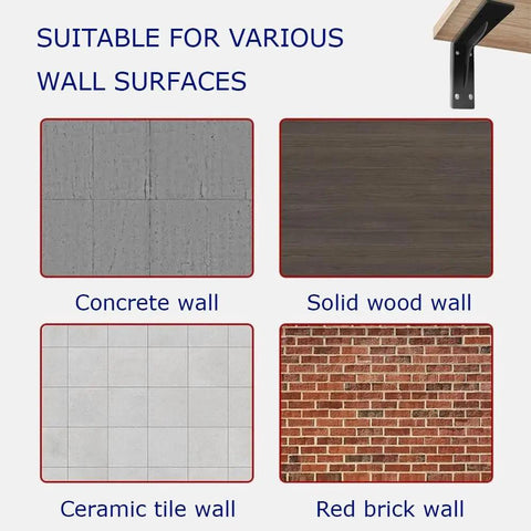 Heavy-Duty Wall Mount Shelf Brackets Rock Solid L Braces Built Tough For Max Weight Up To 150 Pounds suitable for concrete, wood, and brick walls.