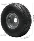 Close-up of a 16x8-7 wheel from Go Kart And Drift Trike 32 Inch Rear Axle Kit With 3 Stud Hub for ATV builds.
