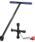 Heavy Duty 17 Inch Water Meter Key With 4 Way Utility Key Extended Reach Valve Tool For Outdoor Underground Valves Steel Curb