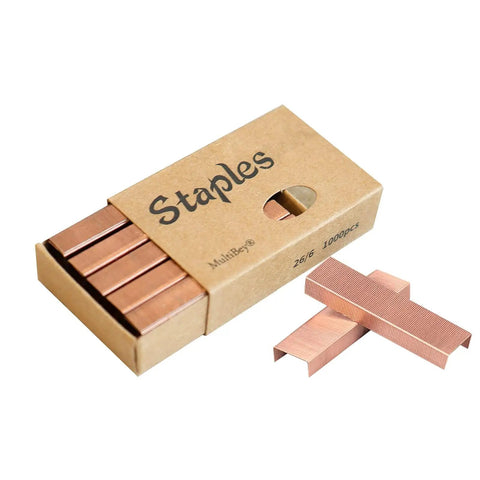 Rose Gold Staples Refill Kit With 7000 Premium 26 By 6 Standard Size Staples, 12mm Width, 7 Box Pack For Most Desk Staplers, Stainless Steel With Rose Gold Plating, Heavy Duty Office Supplies And Accessories