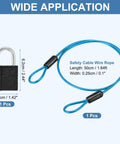 Blue Heavy Duty Safety Cable Wire Rope With Double Loop Built To Last 1.64 Ft Braided Steel PVC Coated Lanyard With Lock And Keys