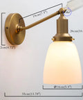 Industrial Vintage Slope Pole Wall Mount Sconce With 5.5 Inch Oval Milk White Glass Shade Retro Vibe Antique Style Wall Lamp E26 Base