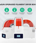 Upgraded Filament Dryer Box For 3D Printing, Dry Box With Spool Holder And Storage shown with red filament spool