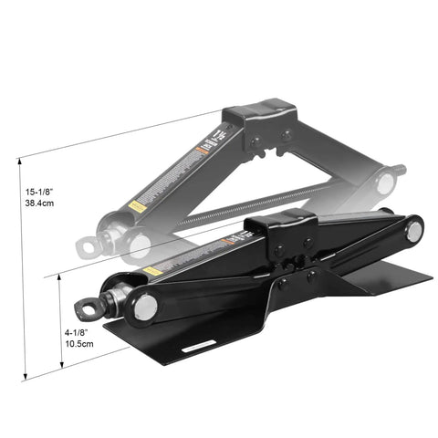 Compact Steel Scissor Lift Jack For Cars, 1.5 Ton (3,000 Lb) Capacity, Collapsible And Rugged Utility Jack in black metal