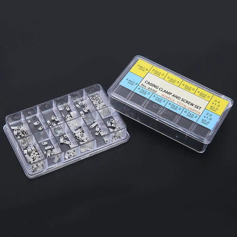 Watch Case Clamp Adapter Kit 240 Pcs For 2824 2836 2846 Movements With Crown Parts Fixing Screws Stainless Steel Repair