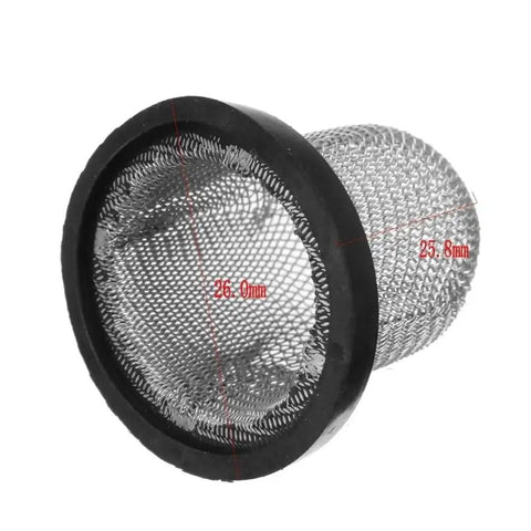 Heavy Duty Oil Drain Screw Plug Compatible With GY6 Scooter Dirt Bike Pit Quad ATV Engine 50cc 80cc 110cc 125cc 150cc Motorcycles Quick Fix For Your Daily Ride And Maintenance Needs. 26mm mesh filter, 25.8mm length, black rim