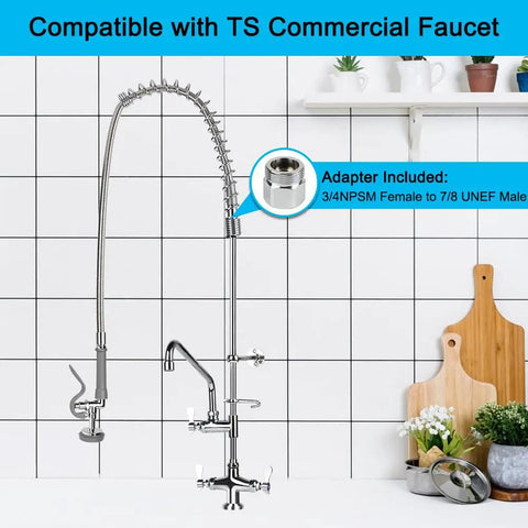 60 Inch Pre Rinse Sprayer Hose With Heat Resistant Handle Pro Grade Replacement for Commercial Kitchen Sinks installation