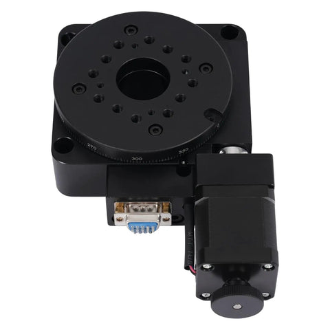 Motorized Rotary Platform Optical Rotation Stage 100mm Turntable With 0.01 Degree Resolution 180 To 1 Worm Gear