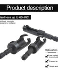 Tough As Nails Wood Plug Cutter Drill Bit Set Featuring Four Slick Cutting Heads And One Quarter Inch Hex Shank For Fast Clean Dowel Holes In Hardwood Or Plywood Carpentry Jobs, showcasing three high carbon steel cutter heads.