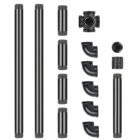 Components of Beefy Industrial Black Free Standing Toilet Paper Holder Dispenser For Bathroom Metal Pipe Style Tissue Stand With Storage