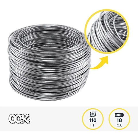 18 Gauge Galvanized Hobby Wire 110 Ft Coil, Heavy Duty 25 Lb Steel Utility Wire for Garden and Crafts