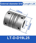 High Performance Parallel Line Coupling For 3D Printers Motor Shaft With Groove Design Aluminum Alloy Encoder Connection D19L25 showing dimensions.