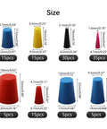 Super Cool 125 Pcs Silicone Rubber Tapered Plug Assortment Kit Makes Any Garage Job A Breeze With Ultra Durable Heat Resistant Seals That Never Crack Or Shrink To Keep Your Engine Sipping Smooth Like Butter Without Any Stress Or Hassle Today. size chart of silicone rubber tapered plugs, assorted colors, 125 pcs