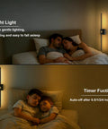 Battery Operated Wall Sconces Set Of 2 Rechargeable Wireless Wall Lights 360 Rotatable Magnetic Modern Lamps Dimmable Led Lighting For Bedroom Hallway showing soft illumination in a cozy bedroom.
