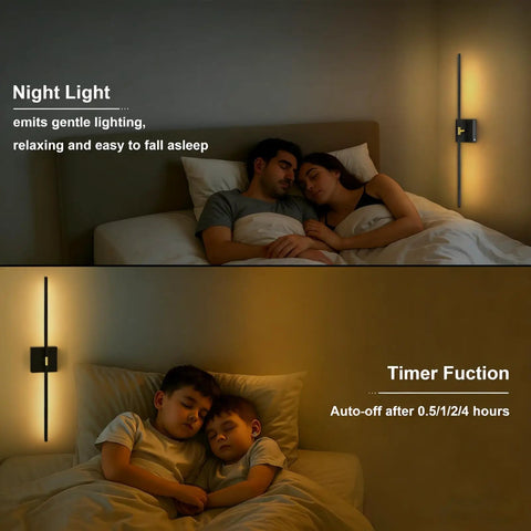 Battery Operated Wall Sconces Set Of 2 Rechargeable Wireless Wall Lights 360 Rotatable Magnetic Modern Lamps Dimmable Led Lighting For Bedroom Hallway showing soft illumination in a cozy bedroom.