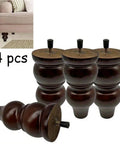 European Style Solid Wood Furniture Legs 4 Pack for sofa, coffee table, TV cabinet with walnut finish, wide base shown