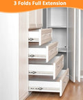 3 drawers open showing 16 Inch Soft Close Drawer Slides 1 Pair Full Extension Heavy Duty Cabinet Drawer Rails Side Mount