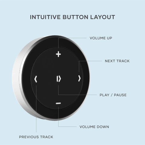 Bluetooth Media Button With Steering Wheel Mount For Cars And Bikes, Wireless Hands Free Play Pause, Skip Tracks, And Volume Control