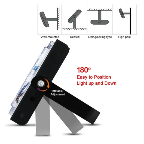 JUDYSSY Led Floodlight 50W 100W 150W Ip65 Waterproof Outdoor Floodlight showing adjustable angles for optimal lighting.