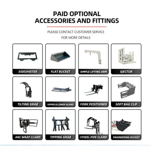 Image showing various paid optional accessories for Heavy Duty Electric Stacker Forklift For Busy Warehouses Compact Pallet Lifter.