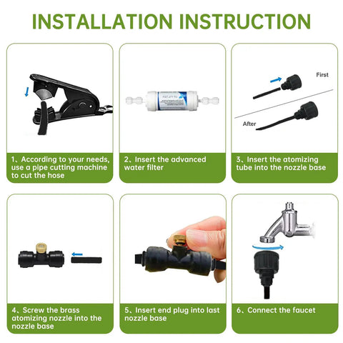 Outdoor Misting Cooling System 30 Ft Kit With Brass Nozzles And UV Tubing DIY Patio Garden Cooler installation steps