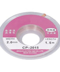 Pro Grade Tin Solder Wick Kit reel, 2.0mm width, 1.5m length, for efficient desoldering in PCB circuits, high thermal conductivity.