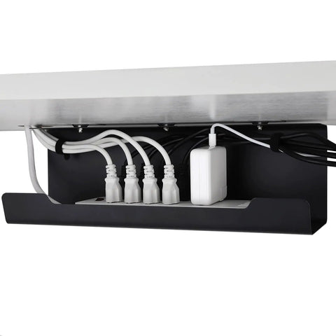 Under Desk Cable Management Tray 2 Pack 17 Inch Cord Organizer No Drill Alloy Steel Heavy Duty Desk Wire Tray for Standing Desks