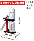 Auto Start Dust Collector Featuring 1.2 HP Motor And 750 CFM Airflow Ships With 5 Ft Flexible Hose, 65.10 inch height, compact design.