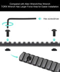 16 Piece M5 T Nut Metric Camming Screw Kit With Dead Nuts Secure Thread Locking Bolts For Standard Rail Systems, showing hex screwdriver and installation components.