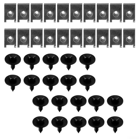 BMW Undertray Fastener Kit With 40 Pcs Hex Head Tapping Bolts And U Nut Clips For Splash Shield Replacement Heavy Duty Compatible With 1 Series Through 7 Series X1 X3 X5 X6 Z3 Z4 And Mini, 40-piece set