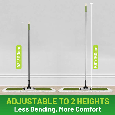 Heavy Duty Commercial Dust Mop And Floor Broom For Hardwood Surfaces With Secure Button Lock Handle and Wide Sweep Path. Adjustable height 43 to 59 inches.