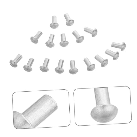 200 Pcs Solid Aluminum Dome Head Rivets M5x10 for DIY projects shown in close-up and group arrangement.