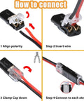 Dual Wire Plug In Connectors With Buckle Terminal Block Waterproof Cable Clamps installation guide with steps outlined