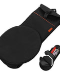 Dang Tough Dumb Drum Carrying Case Stitched From Heavy Gauge Waterproof Oxford Material To Store Percussion Equipment Safely And Keep Things Slick While You Cruise Down The Interstate In Solid Black, open showing interior storage.
