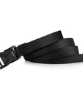 1 Inch Wide Nylon Belt For Men With Quick Release Heavy Duty Buckle Skinny Webbing Work Belt In Black 49 Inch Length Durable Rugged Everyday Carry Gear For Work And Outdoor shown coiled with buckle