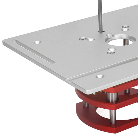 Beefed Up Router Lift System With Aluminum Alloy Manual Lift For Router Table Insert Base Plate And Small Trimming Machine For Plates And Lift Systems Silver, top view