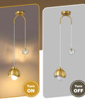IPEDWO 2-Light Modern Gold Pendant Lights,Light Fixture for Kitchen Island shown in on and off states, showcasing design and materials.