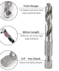 Pro Shop Ready 5 Piece Short Stubby Drill Bit Set Built Tough As Nails With Premium M2 Hss Steel and 135 Degree Split Point Tip, 60mm length, 1/4 inch hex shank.
