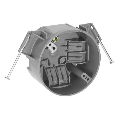 PVC New Construction Ceiling Junction Box Non-Metallic J-Box For Wiring, Drywall Install, ETL Listed, 2 Hour Fire Rating, Gray