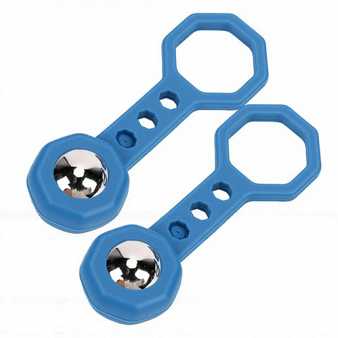 Eujgoov Magnetic Stud Finder 2 Pack, Handheld Wall Detector for Metal in blue plastic with shiny metal ball.