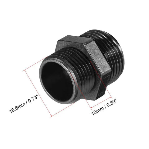 Black PG11 6 Hole Cable Gland Nylon Joint, shown with dimensions, waterproof IP68 rated, rugged, dustproof, corrosion resistant.