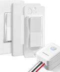 3 Way Wireless Light Switch And Receiver Kit With Decorator Rocker Wall Switch, 15 Amp, 100 Ft Range, No Wiring Needed Between Switch And Light