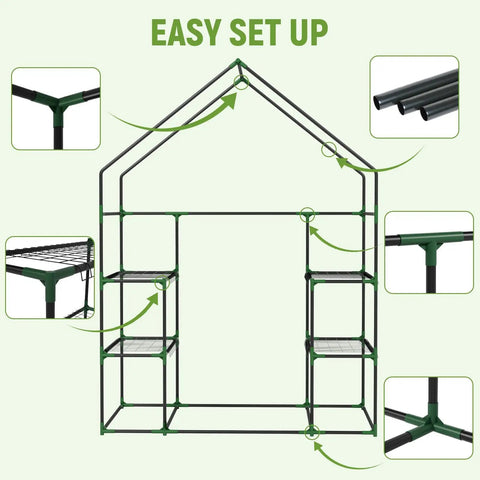 Outdoor Walk-In Greenhouse With Durable PE Cover, Portable Garden Shelter, 57 X 29 X 76 Inches Frame With Shelves And Stands, Easy Access, Perfect For Veggies, Fruits, And Flowers