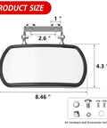 Rock Solid Magnetic Side Mirror For Tractors And Lawn Mowers With Slick Wide Angle Convex Glass And Knockout Vibration Free Install For Heavy Duty Grind Days, dimensions shown: 4.3x8.46 inches.