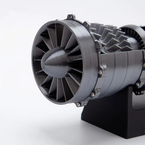 WS-15 Turbofan Jet Engine Model Kit In One Eighteenth Scale Dope Fully Functional Turbofan Mechanism With Transparent Shell Over Fifty Pieces 3D Printed Engine Model Gift For Hobbyists Gearheads And Aviation Enthusiasts, front view