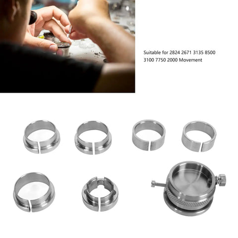 Stainless Steel Watch Movement Base Holder Kit With Precision Adjustment Tool For 2824 2671 3135 8500 3100 7750 2000 Movements
