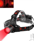 Rechargeable Red Light Headlamp With 1000 Lumens Waterproof Zoomable Beam For Night Hunting Coon Hog Coyote Varmint