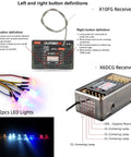 10 Channel RC Transmitter And Receiver Kit With HD Color Screen And 12 Lights P10FG And P6DCG Receivers overview with LED lights